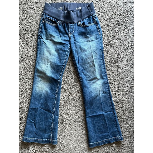 GAP 1969 Maternity Long & Lean Blue Denim Jeans Full Panel Size 27/4S - Picture 1 of 6